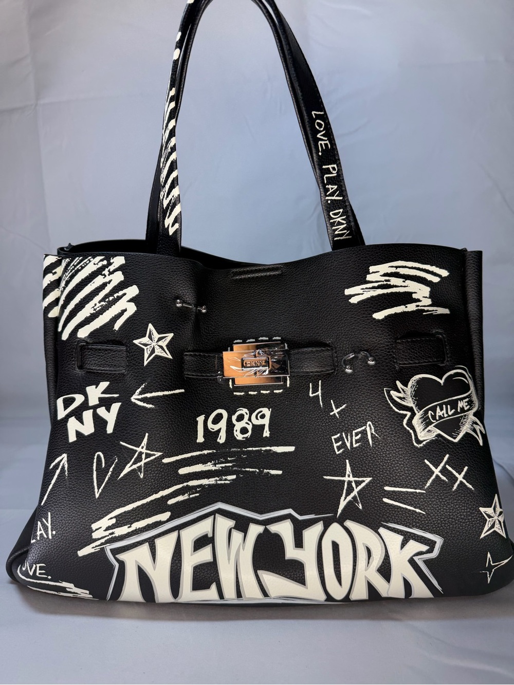 DKNY Black & White Graffiti New York Tote